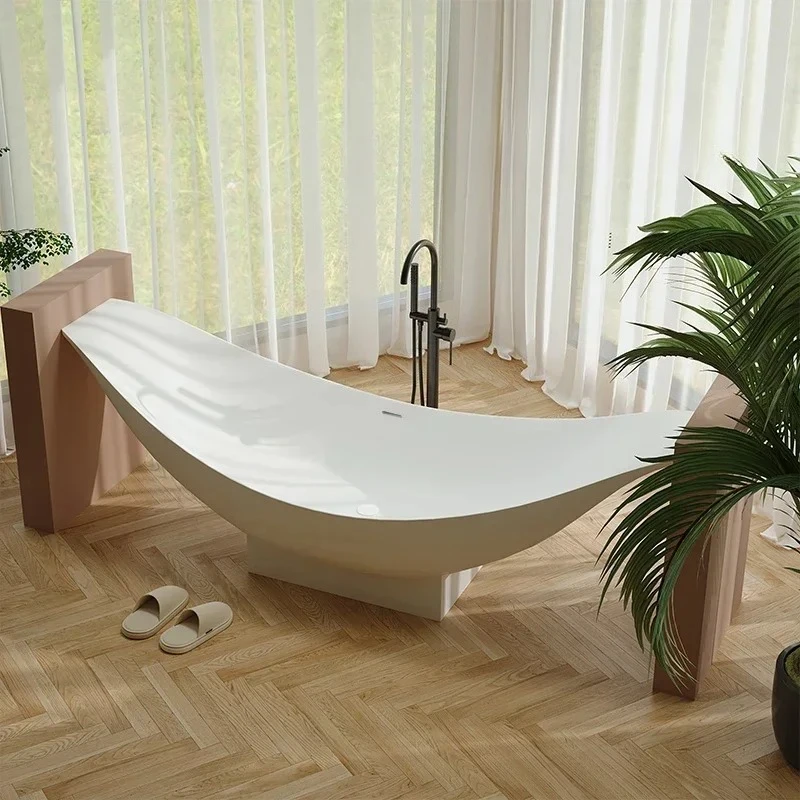 

Artificial stone freestanding suspended bathtub hotel home acrylic large bathtub fashionable and high-end
