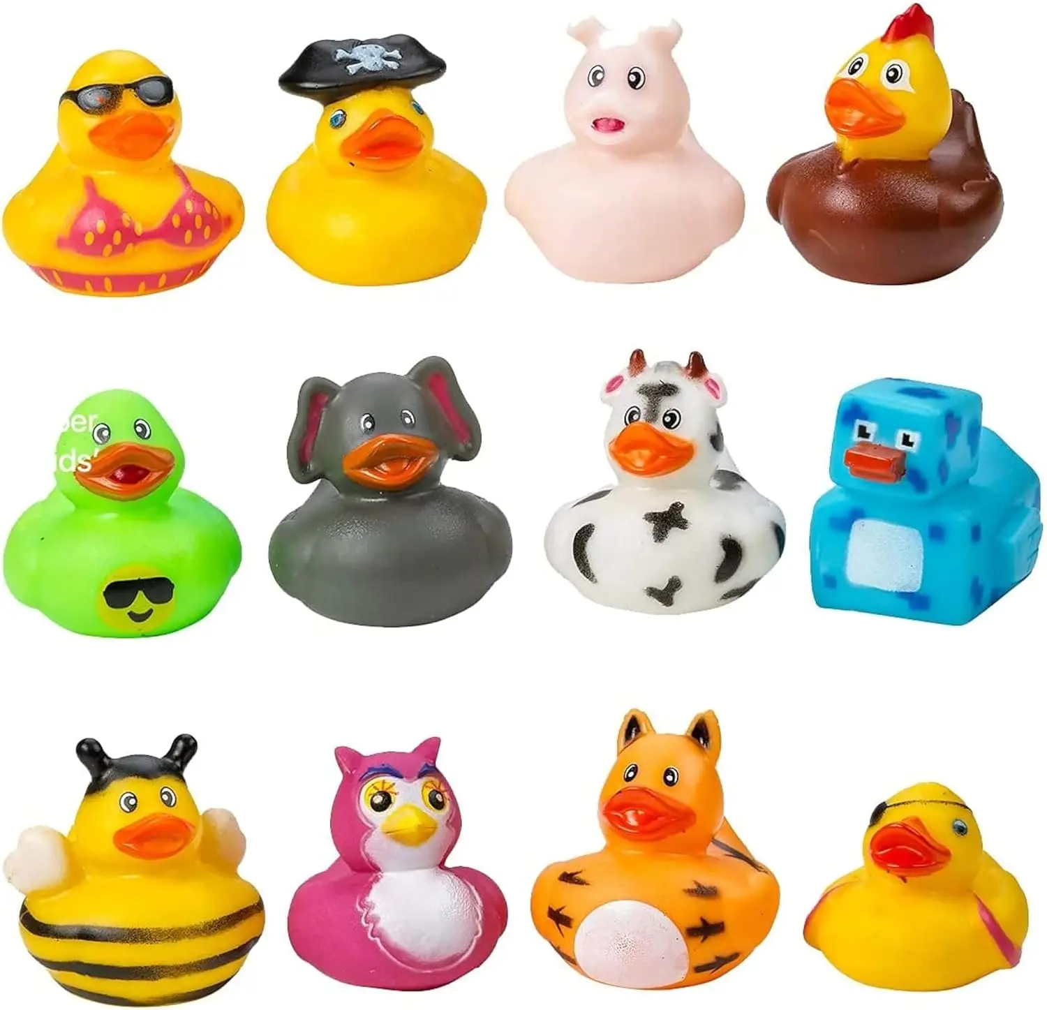 Assorted Rubber Ducks in Bulk - Ducking Jeeps for Kids - for Sensory Play, Therapheutic Stocking Stuffers, Classroom Prizes,Pina