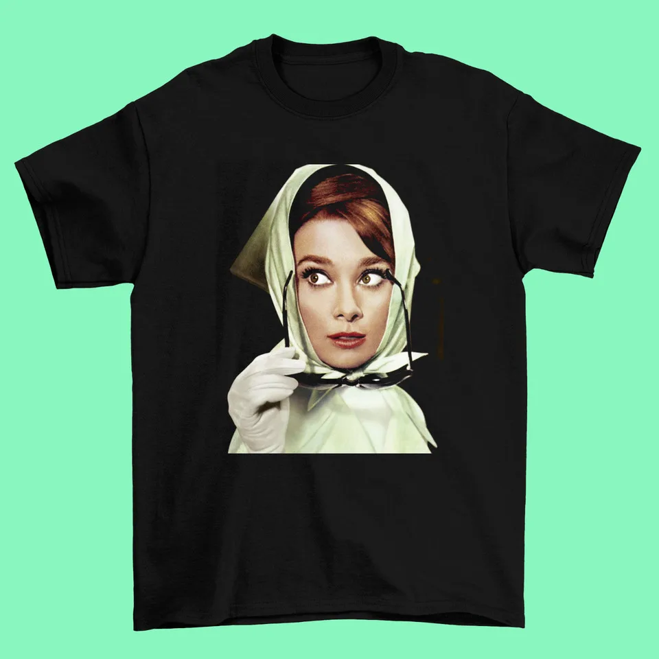 Audrey Hepburn in Charade T shirt Short Sleeve Size S-4XL Gifl For Fan