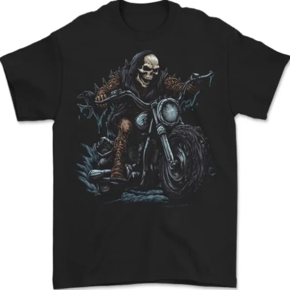 

Calavera Motero Moto Grim Reaper 28 Camiseta Hombre 100% Algodón Outdoor casual fashion trendy T-shirt