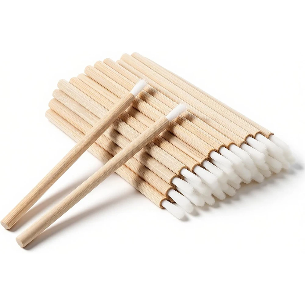 50Pcs Disposable Mini Nail Brush Soft Nylon Bristles Bamboo Handle DIY Cookie Paint Brushes For Nail Polish Lip Pen Detail Work