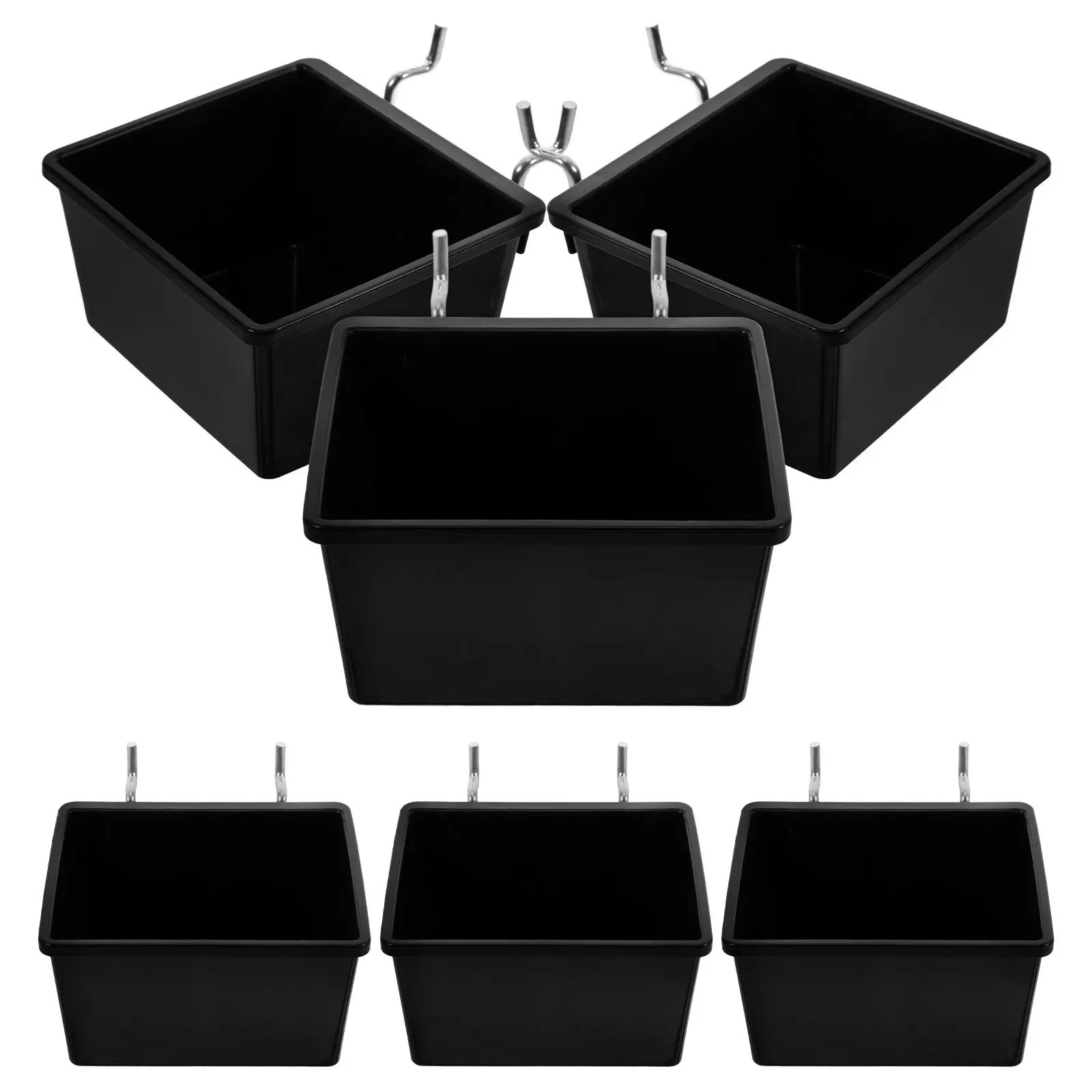 

6 наборов пластиковых контейнеров для перфорированных панелей с прочными крючками для гаража, мастерской, мастерской комнаты, организации инструментов, корзины для перфорированных панелей