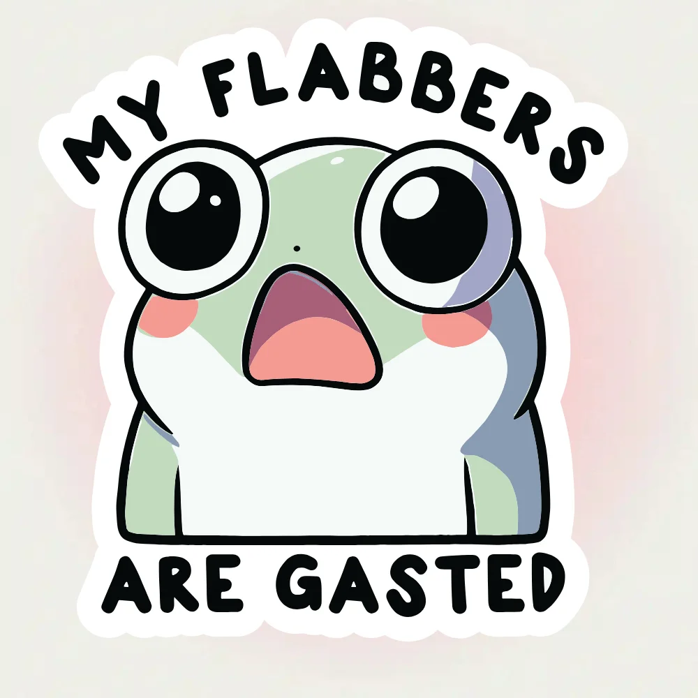 

Funny Meme Shocked Frog Sticker My Flabbers Are Gasted Vinyl Decal Self Adhesive Art Decor for Laptop Office Water Bottle
