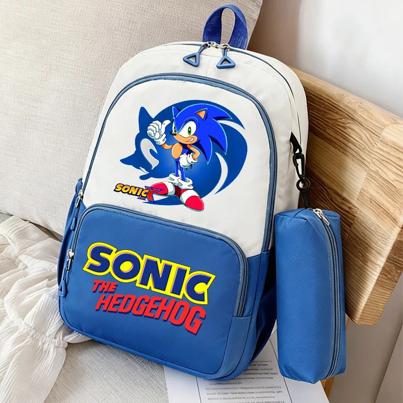 Plecaki Sonic, piórniki, anime, nylonowe tornistry, etui na długopisy, torby na książki z kreskówkami, torby na ramię, piórniki, prezent dla chłopców