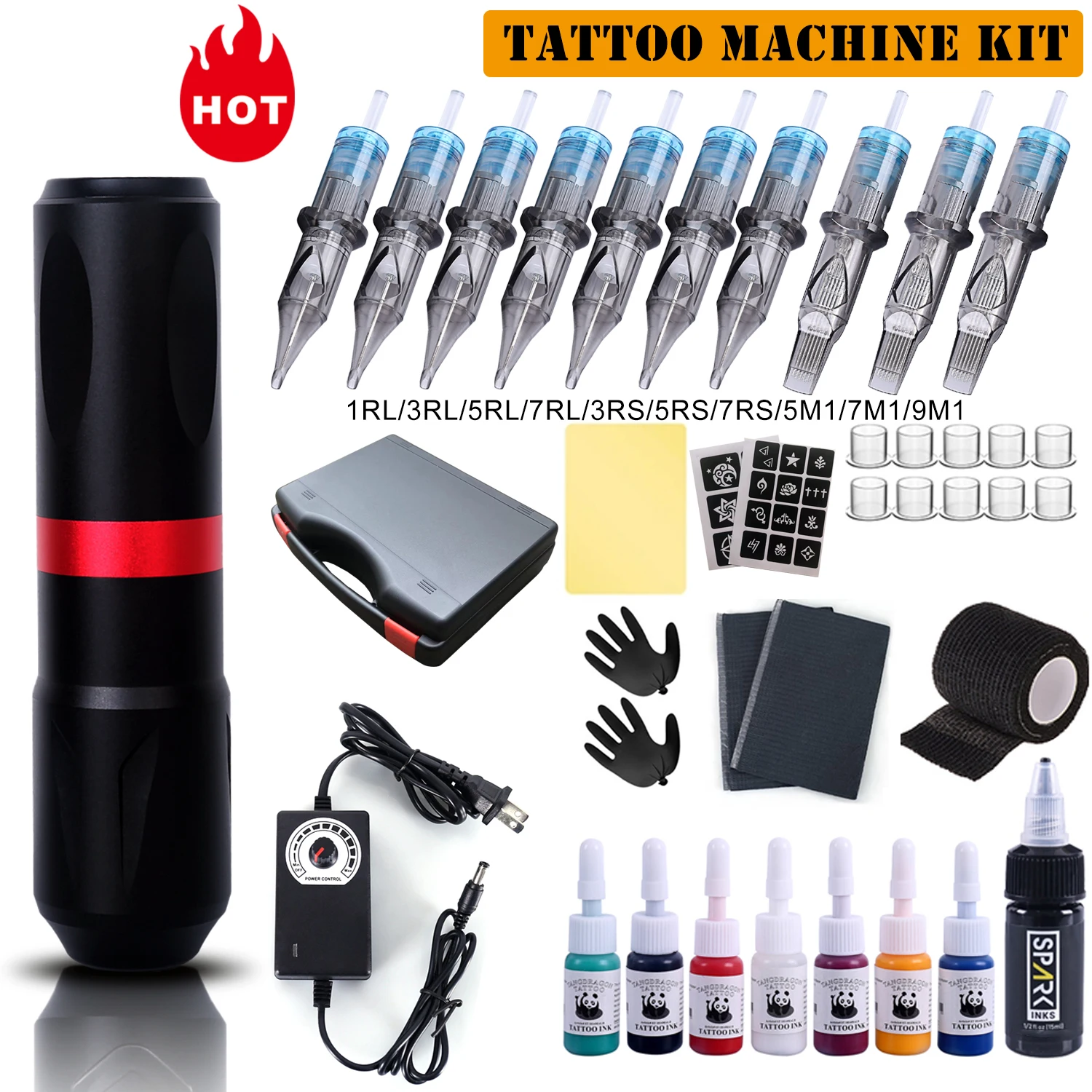 Tattoo Kit Professional Tattoo Pen Kit For Permanent Makeup Tattoo Machine Kit Wireless Power Supply Tattoo Gun Kit