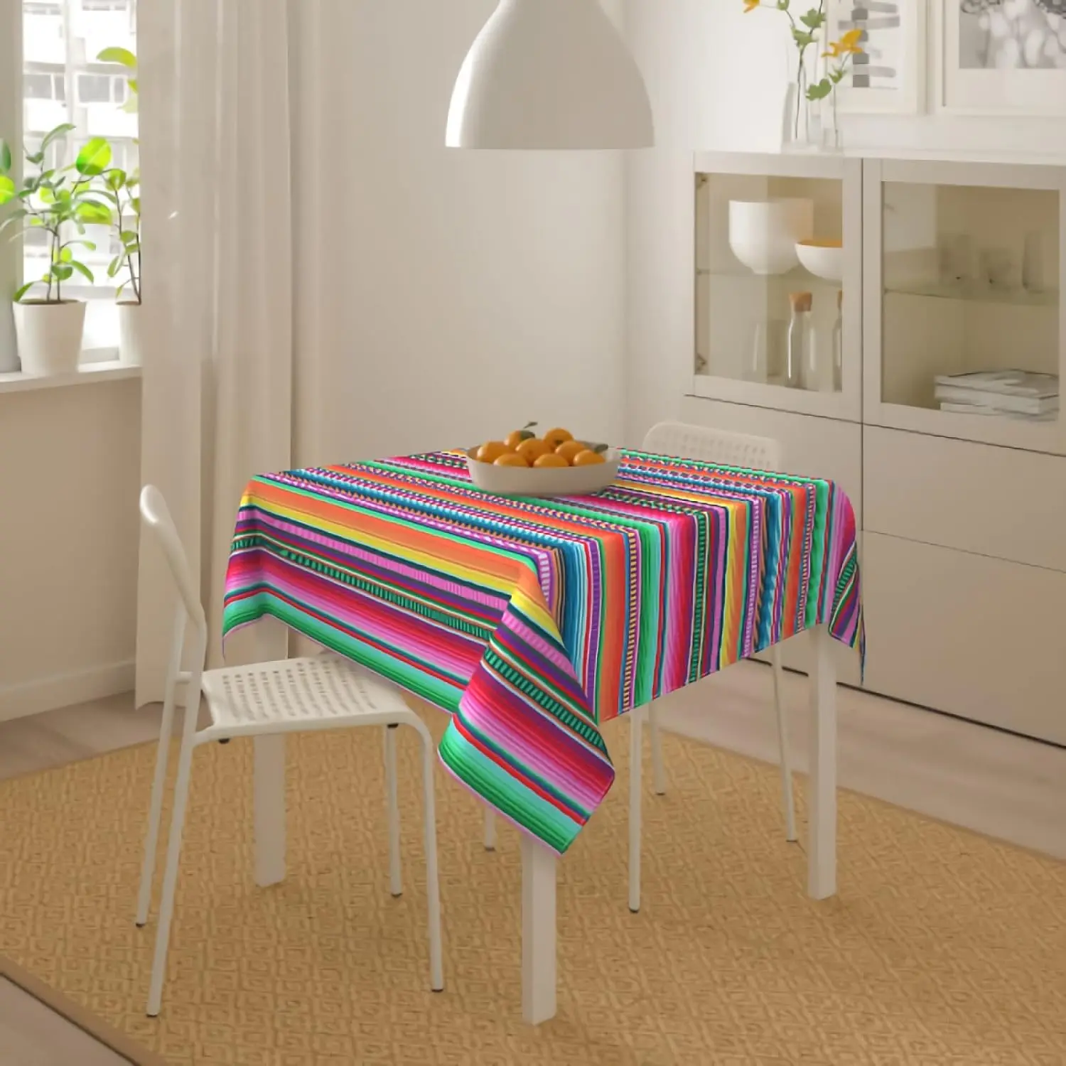 Mexican Blanket Stripes Rectangle Tablecloth Party Decorations Waterproof Kitchen Dining Table Runner Mexican Fiesta Table Decor