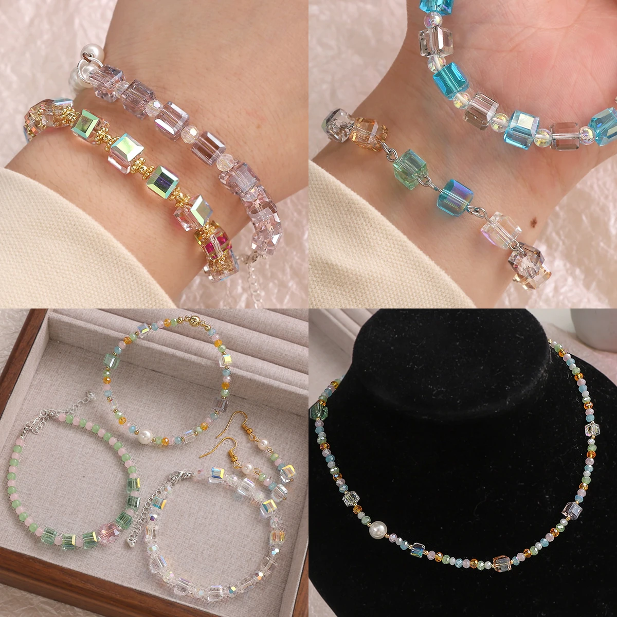 

50 шт. квадратные граненые стеклянные хрустальные бусины свободные бусины-разделители для изготовления ювелирных изделий DIY аксессуары для браслетов ожерелье оптом