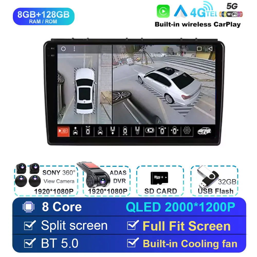 9 inch autoradio Android 15 draadloze Carplay voor Saab 3 2007-2011 multimediaspeler video stereo GPS navigatiescherm 4G WIFI