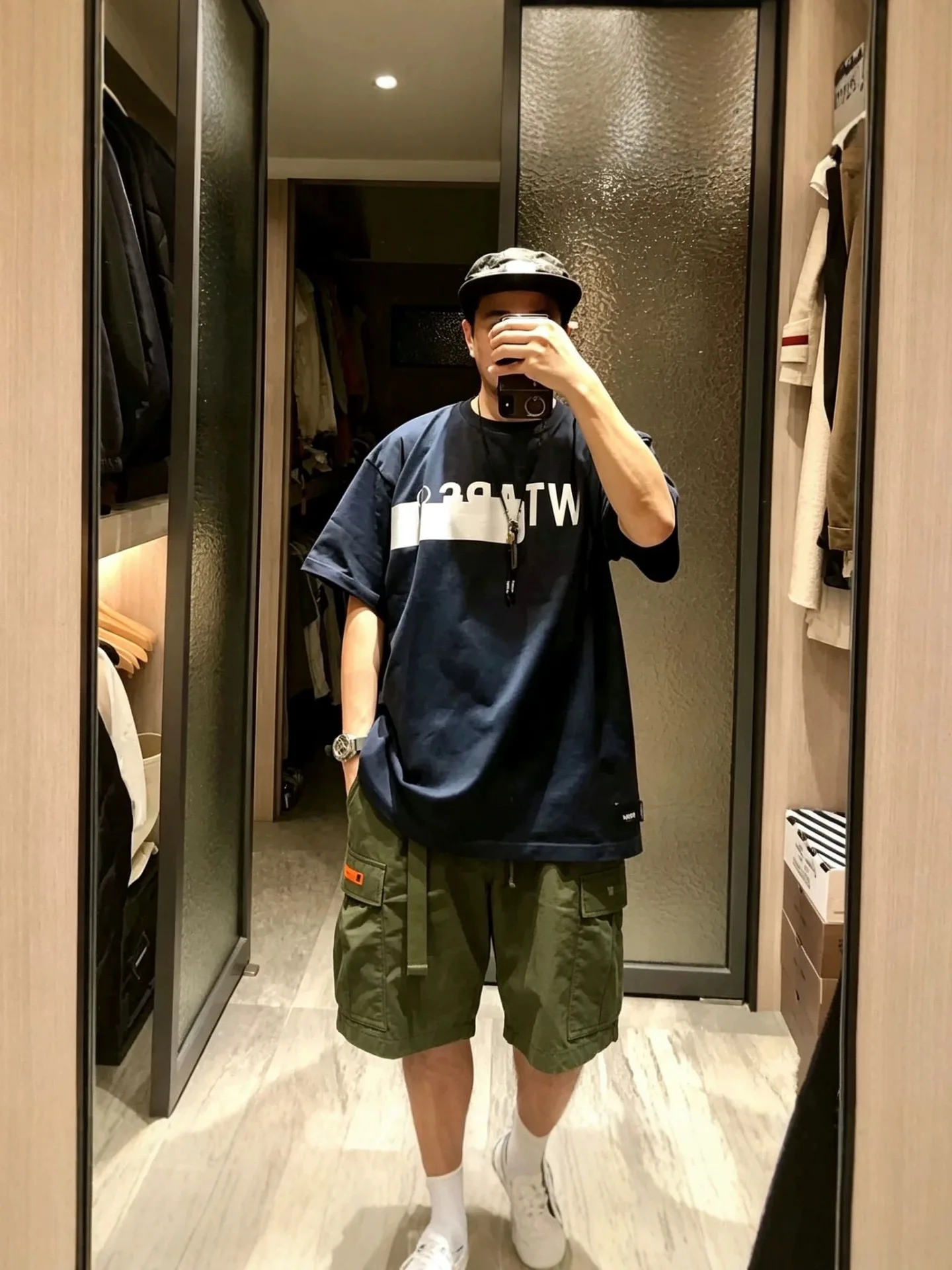 Loose Fit Military Green Workwear Style Short Pants Men's Summer Shorts Multiple Pockets Five-Quarter Length Hard Man Style
