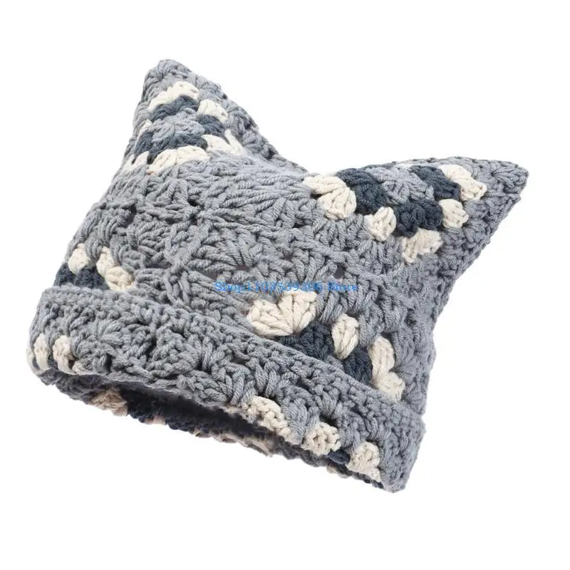 400A Knit Hats Kitten for Women Hip Hop Hat Unique Hat Costume Props Skull Caps Highlight for Trendsetting
