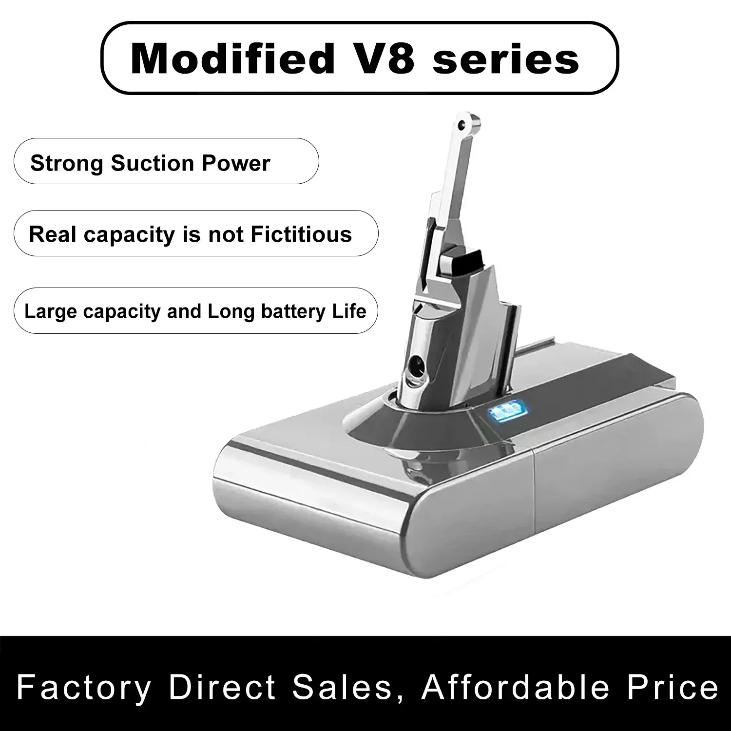 Batterie Dyson V8 pour batterie Dyson SV10 V8 batterie animale V8 absolu V8 215681 V8 batterie de tête moteur pour batterie d'aspirateur Dyson V8
