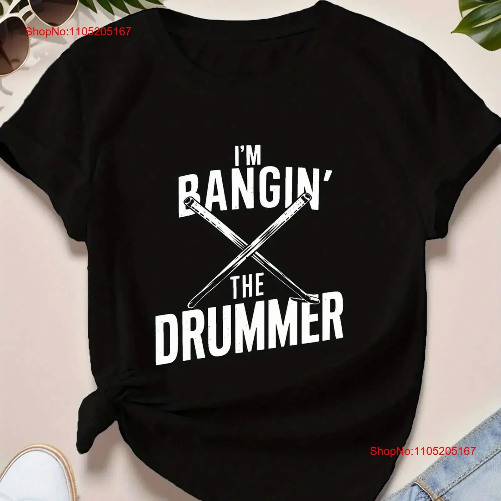 تي شيرت رياضي مقاس كبير للسيدات من Drumsticks I M BANGIN THE DRUMMER تي شيرت كلاسيكي مغسول ومتعدد الاستخدامات ملابس الشارع غير رسمية #1
