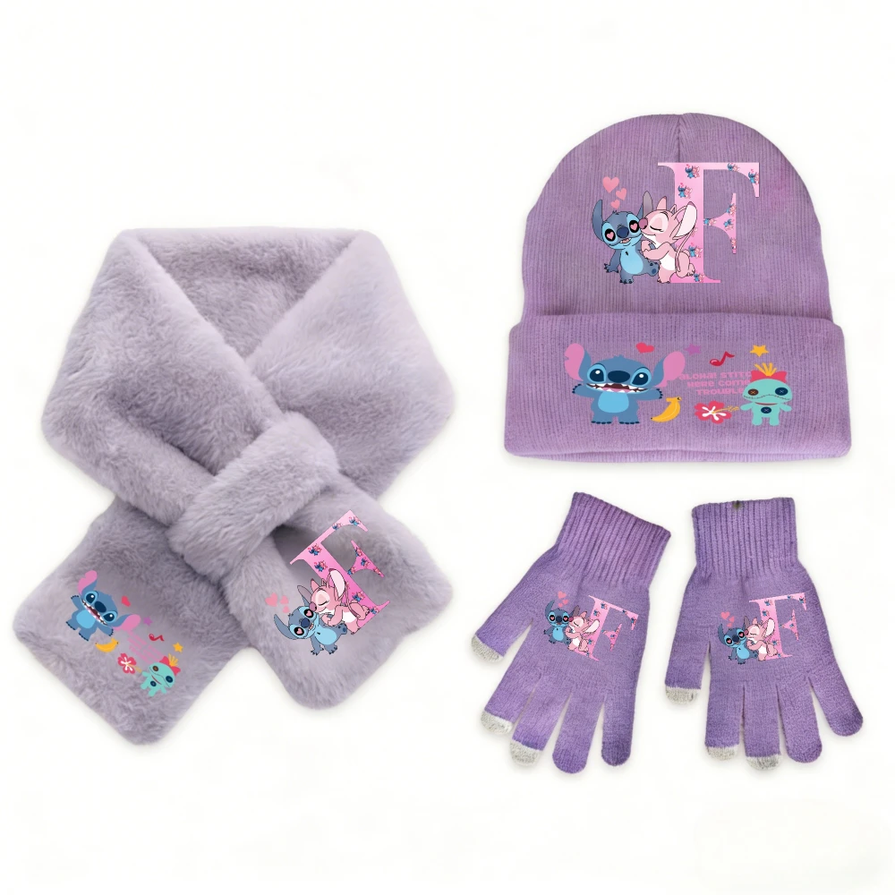 Disney anime ponto 3 pçs quente macio crianças menina malha chapéu cachecol luva conjunto inverno moda acessórios casuais presente de aniversário perfeito