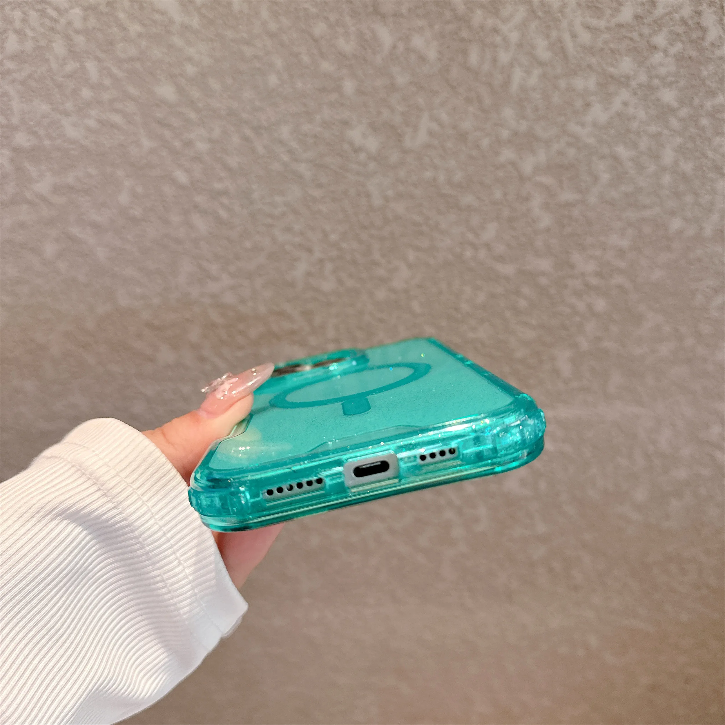 Funda magnética resistente y dura 3 en 1 con purpurina a prueba de golpes para iPhone 15, 14, 13, 12, 11, 16 Pro Max Plus, funda de carga inalámbrica Magsafe