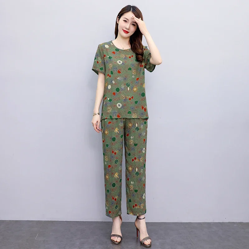 Summer Two Piece Sets for Women Tops and Wide Leg Pants Sets Casual Women Blouses Korean Style Elegant Outifits