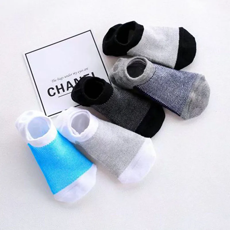 5 Pairs Men High Quality Fashion Happy Invisible Socks Summer Thin Anti slip Breathable Sweat-absorbing Boat Socks