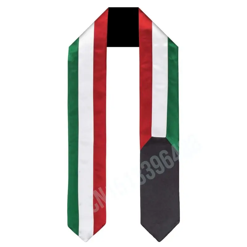 Kuwait Flag Scarf Top Print Graduation Sash Stole International Study Abroad Adult Unisex Party Accessory