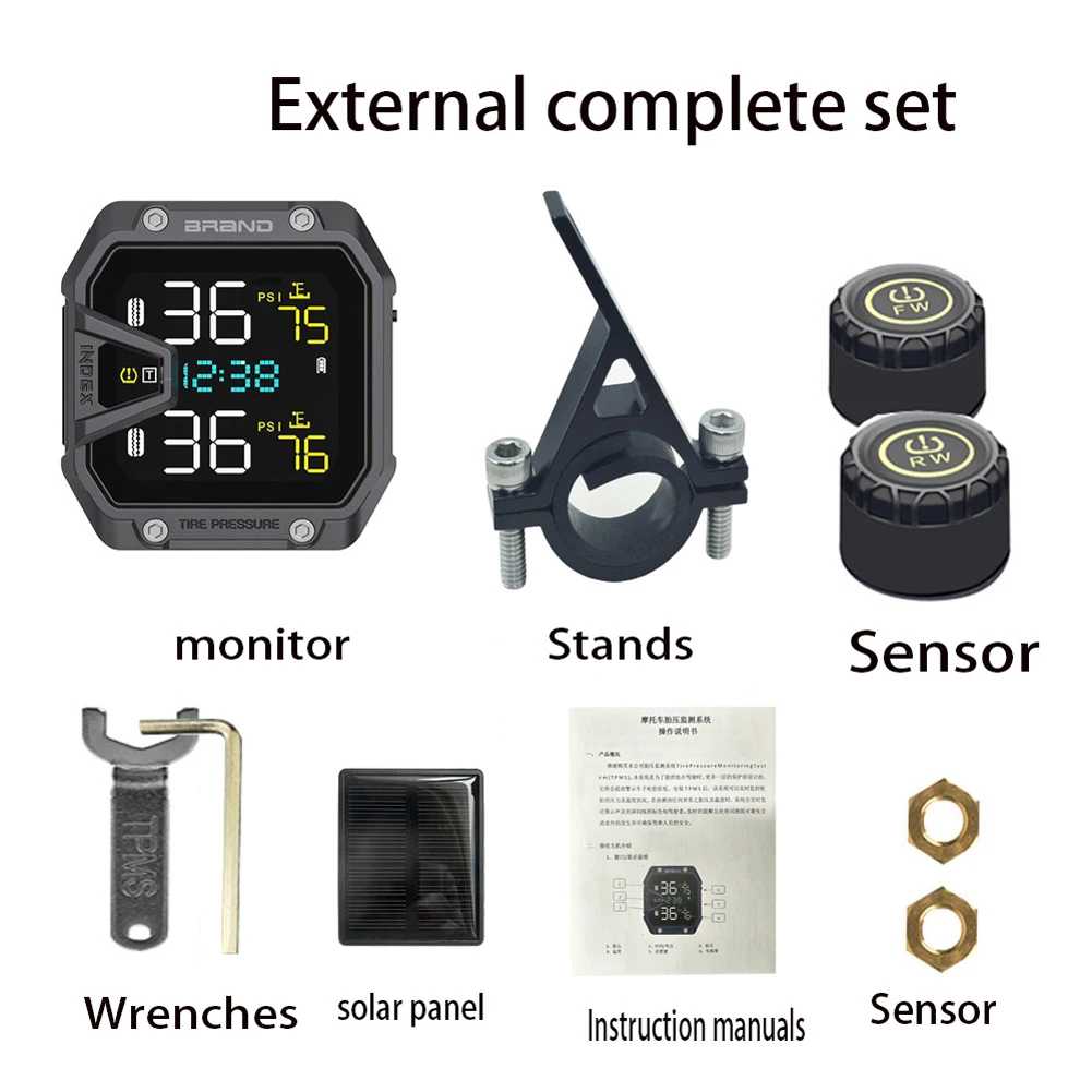 Sistema di monitoraggio della pressione dei pneumatici TPMS per moto Sistema di monitoraggio della pressione dei pneumatici wireless Accessori per moto con 2 sensori