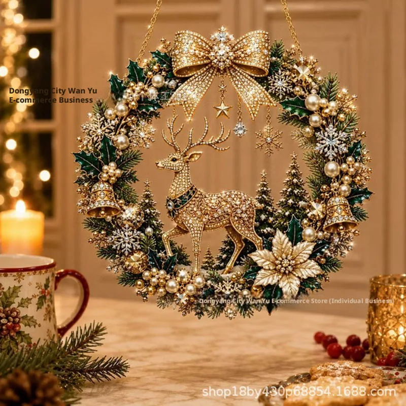 New Acrylic Christmas Diamond Painting Kit Santa Unfinished DIY Diamond Painting Pendant Christmas Tree Xmas Wreath DIY Craft Ki