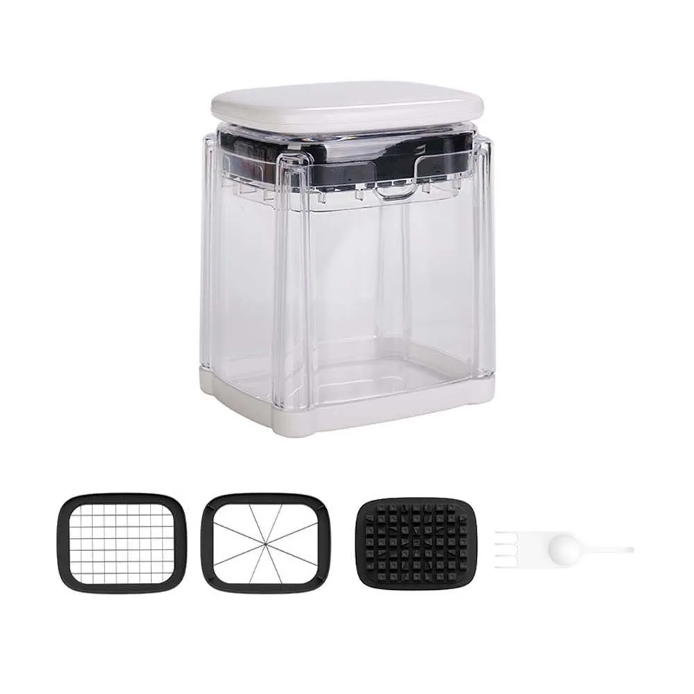 

Kitchen Gadgets Manual French Fries Cutter with 2 Blades Stainless Steel Vegetable Dicer Efficient Hand Press Fruit Slicer Onion