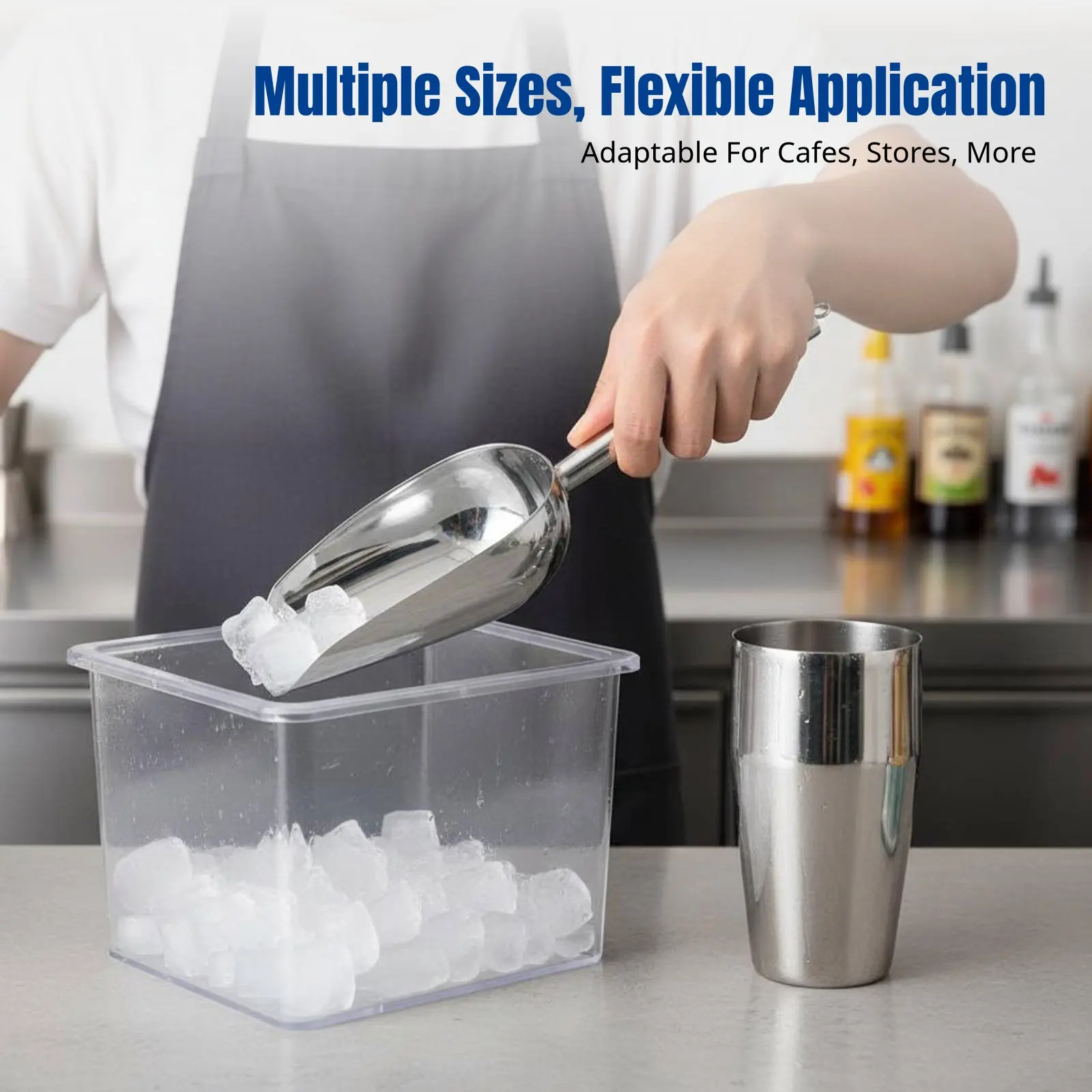 

Stainless Steel Ice Scoop, Thickened Food Grade, Versatile for Milk Tea Shops, Supermarkets, Grain Handling