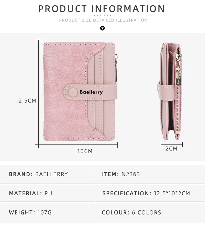 New Leather Short Women Wallets Fashion Crocodile Pattern Small Female Wallet Zipper Coin Pouch Cute Ladies Card Holder Purses