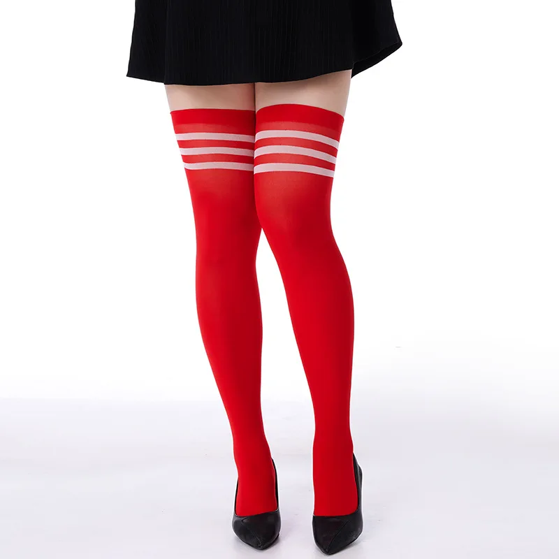 حجم كبير جوارب مخططة للنساء مثير المخملية تمتد جوارب طويلة الإناث JK نمط الإفراط في جوارب طويلة جوارب عالية جديدة 2025