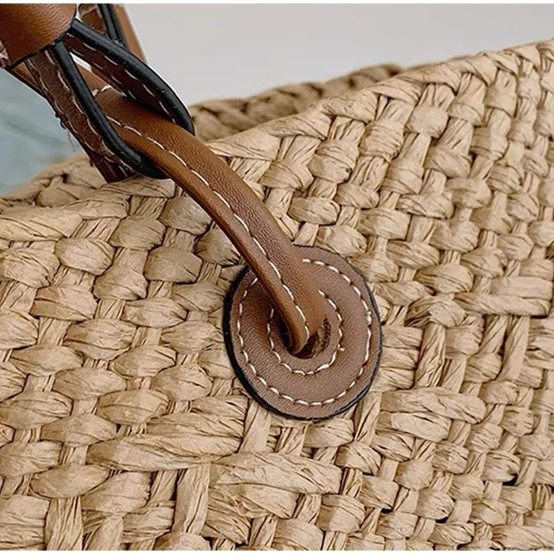 Neue Schulter Tasche Handgemachte Stroh Gewebt Große Kapazität Marke Hochwertige Korb Tasche Sommer Strand Urlaub Mode Handtasche Forwomen – Detail 6