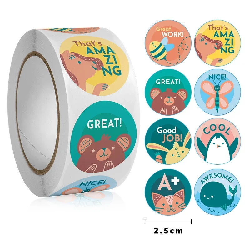 100-500Pcs Cute Cartoon Animals Reward Stickers for Kids School Teacher Supplies Kids Classic Toy Gift Sealing Decor Stationery image 4