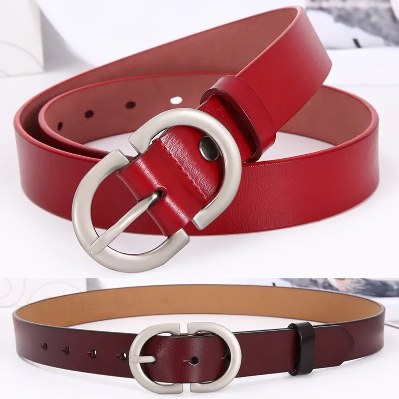 

Women's Leather Belt Versatile Needle Buckle Cowhide Belt Decorative Thin Belt Women's Trendy Item