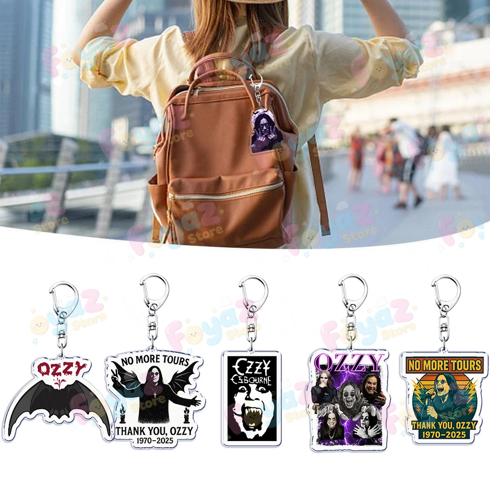 المملكة المتحدة الموسيقى روك ستار Ozzy المفاتيح Llavero اكسسوارات حقيبة الثقيلة المعادن الموسيقى Fanart المرأة Keyrings المشجعين هدية