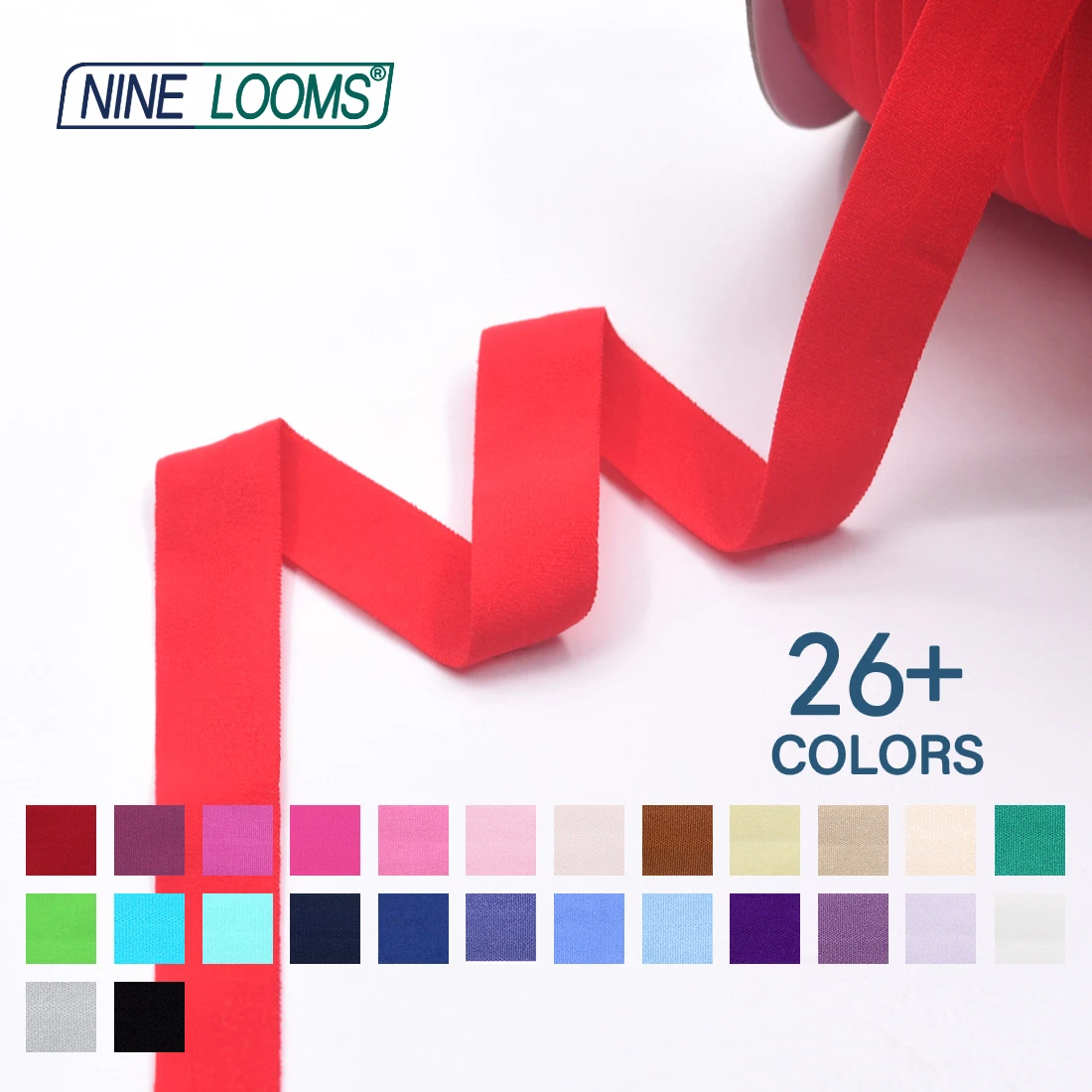 Neun Webstühle matt faltbar elastisch Feind 3/4 "20mm solide nicht glänzende Spandex Band Unterwäsche Dessous Näh besatz 50 Yard von Spule – Detail 3