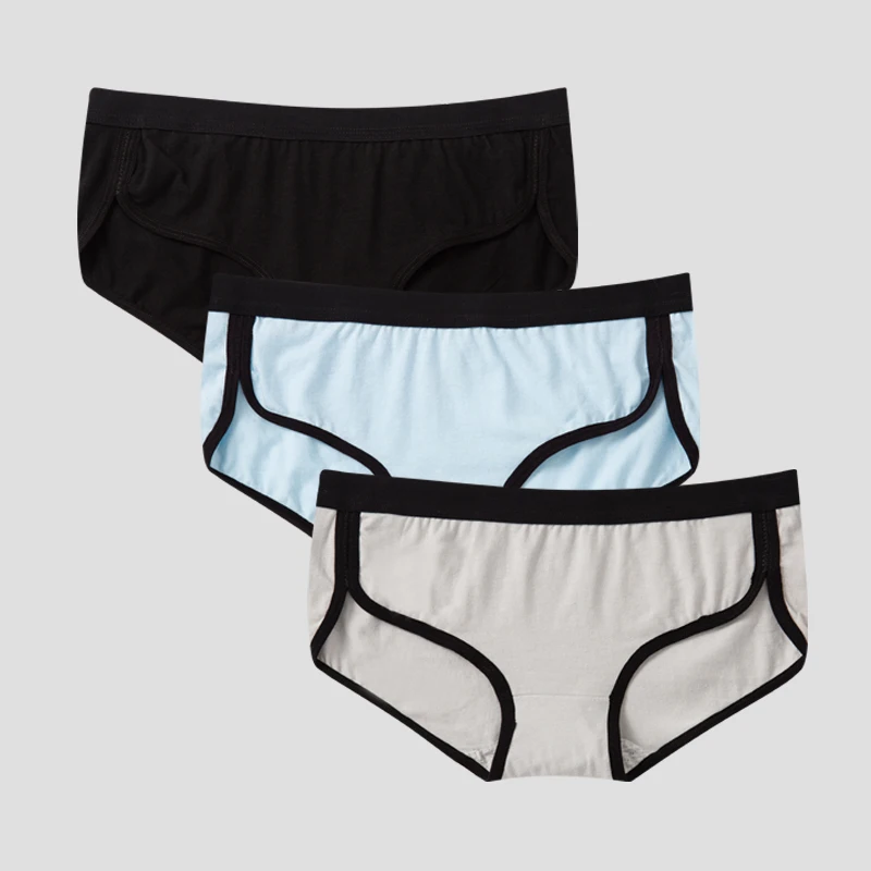 BANNIROU 3Pcs Cotton Sports Women's Briefs Fitness Low-Rise Solid Soft Breathable Panties Lingerie Underwear For Woman Intimates
