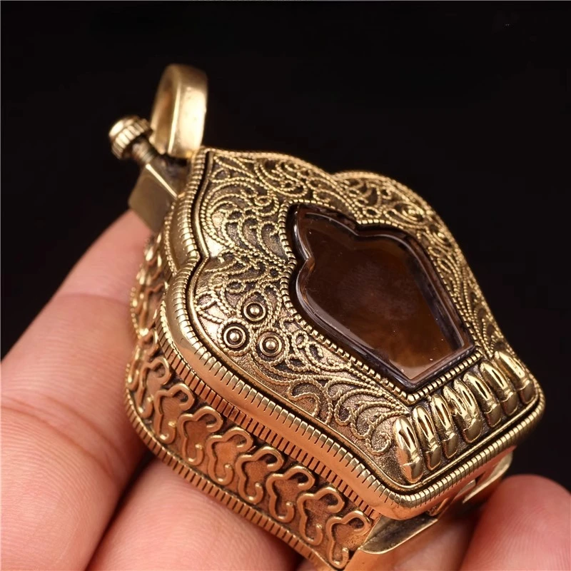 

Transparent Openable Brass Nepalese Tibetan Gawu Box Pendant