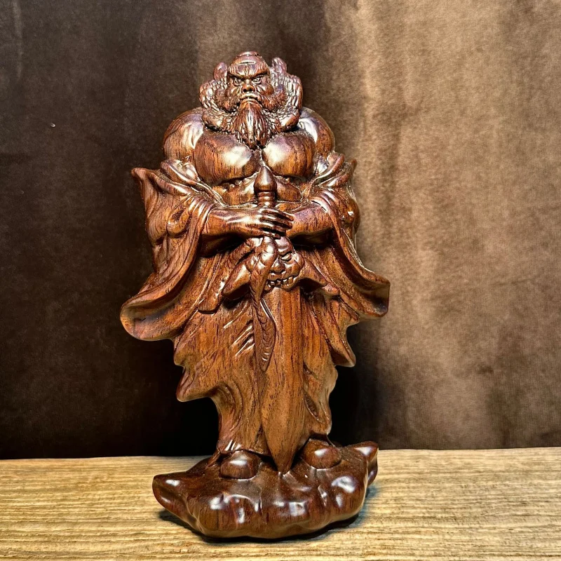 

Резная статуэтка из черного дерева Тянь Ши Фу Шэнь, креативное украшение для рабочего стола, декор для гостиной, ручная работа в стиле Чжун Куй