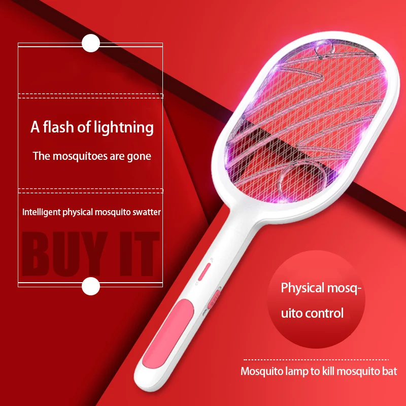 Electric Shock 2 in 1 Mosquito Killer LED Trap Flies Swatter USB Rechargeable 3000V Household  Eable Bug Zapper Mosquito Trap