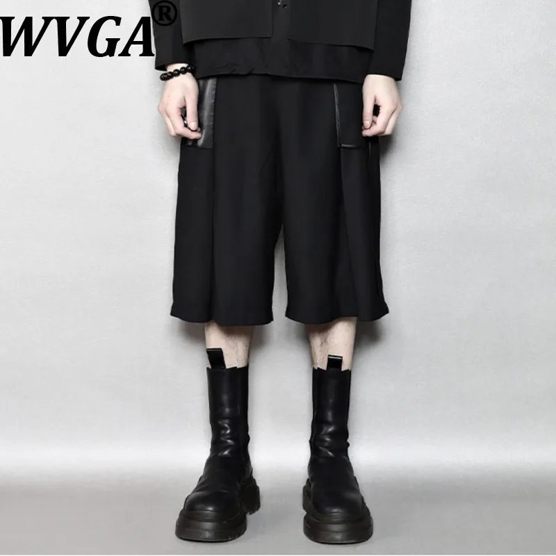 

WVGA Summer New Men's Tide Asymmetrical Silk Pockets Yamamoto Dark Style Trendy Loose Casual Slightly Flared Harem Shorts W21525