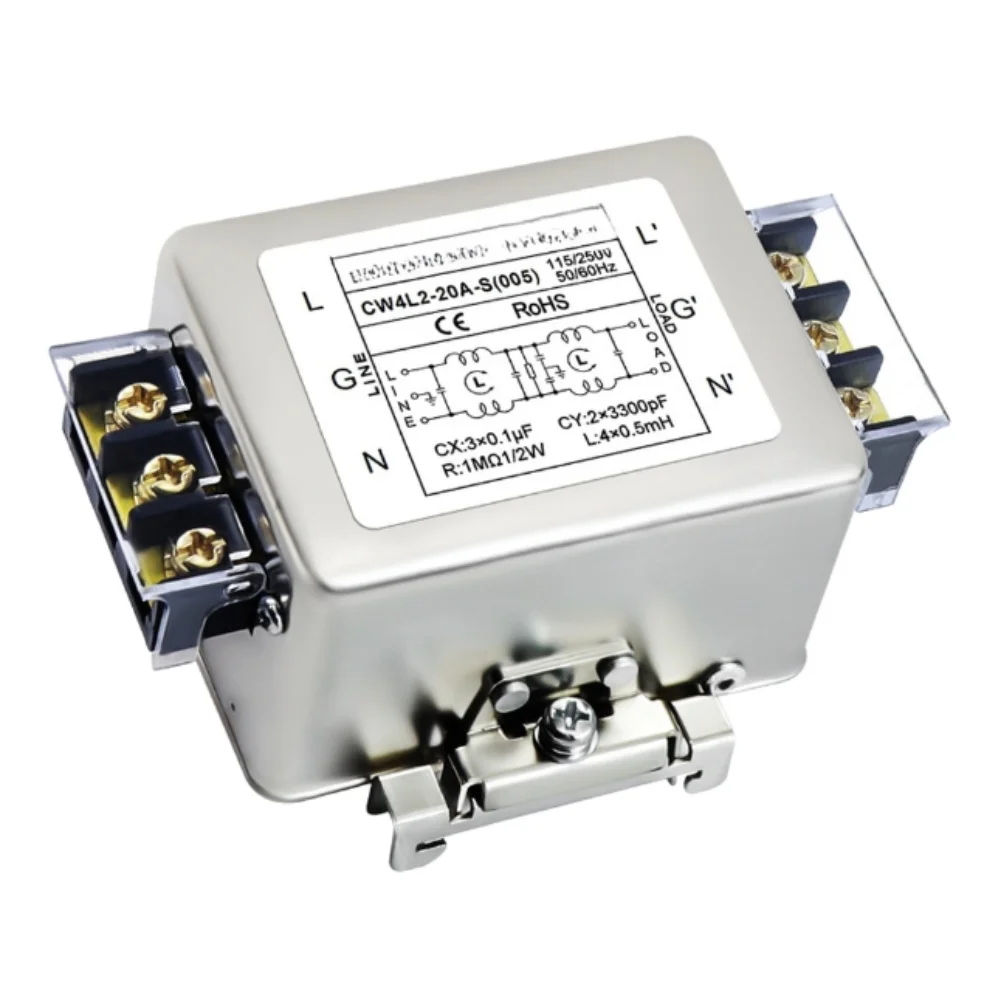 CW4L2-S 10A 20A 30A 40A 220V AC Single Phase for Power Filter with For Bipolar Terminal Block Filtering DIN Rail Type