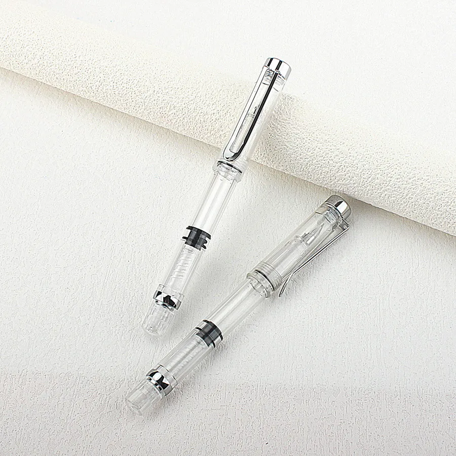 Special Offer Piston Fountain Pen Fine Nib 0.5mm Transparent Piston Ink Pen School Business Office Gift Writing Pen