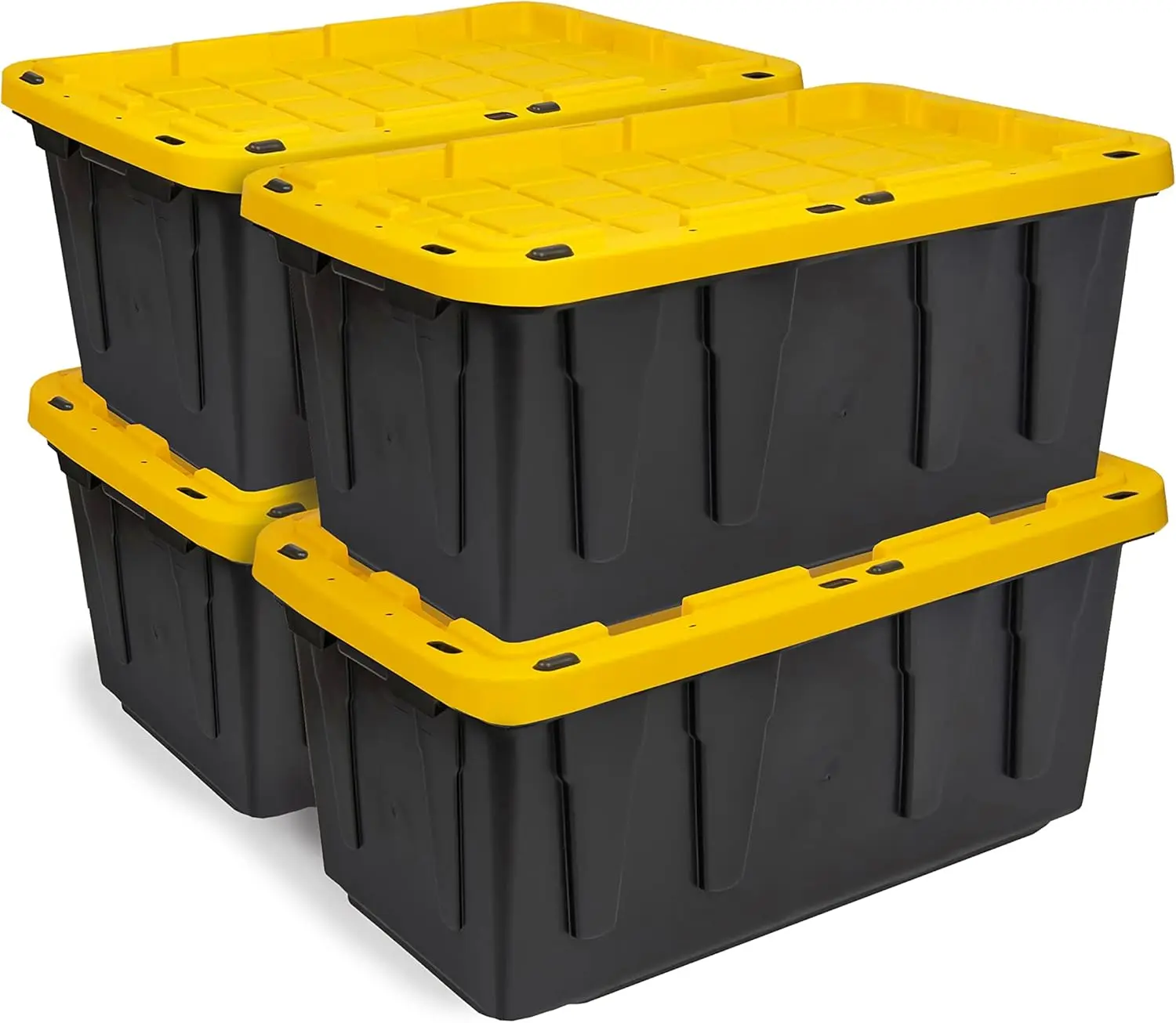 

17-Gallon Heavy Duty Tough Storage Container&Snap-Tight Lid,(12.5”Hx18”Wx26.9”D),Weather-Resistant Design and Stackable [4 Pack]