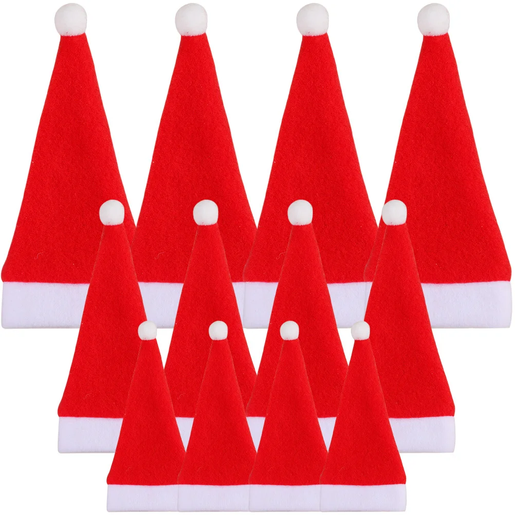 

12Pcs Small Christmas Hats Home Kit Cute Mini Santa Hat for DIY Crafts Accessory Xmas Bottle Lollipop Decoration