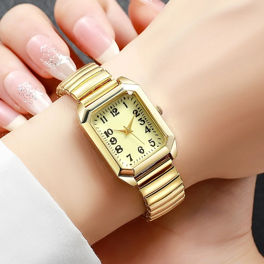 New Fashion Luxury Woman Square Adjustable Spring Band Bracelet Watch Women Stainless Steel Quartz Watches Hot Clock Reloj Mujer