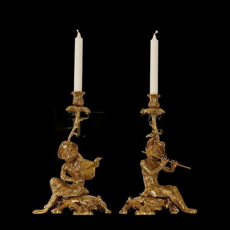 Charming French Vintage Brass Animal Sculpture (Monkey) Candlestick, Perfect For Soft Home Decoration, Sample Room, European Dec