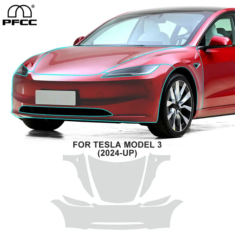 

Для Tesla Model 3 Highland 2024-Up PFCC предварительно вырезанная защитная пленка для краски автомобиля прозрачный комплект PPF наклейка авто наклейка автомобильные аксессуары