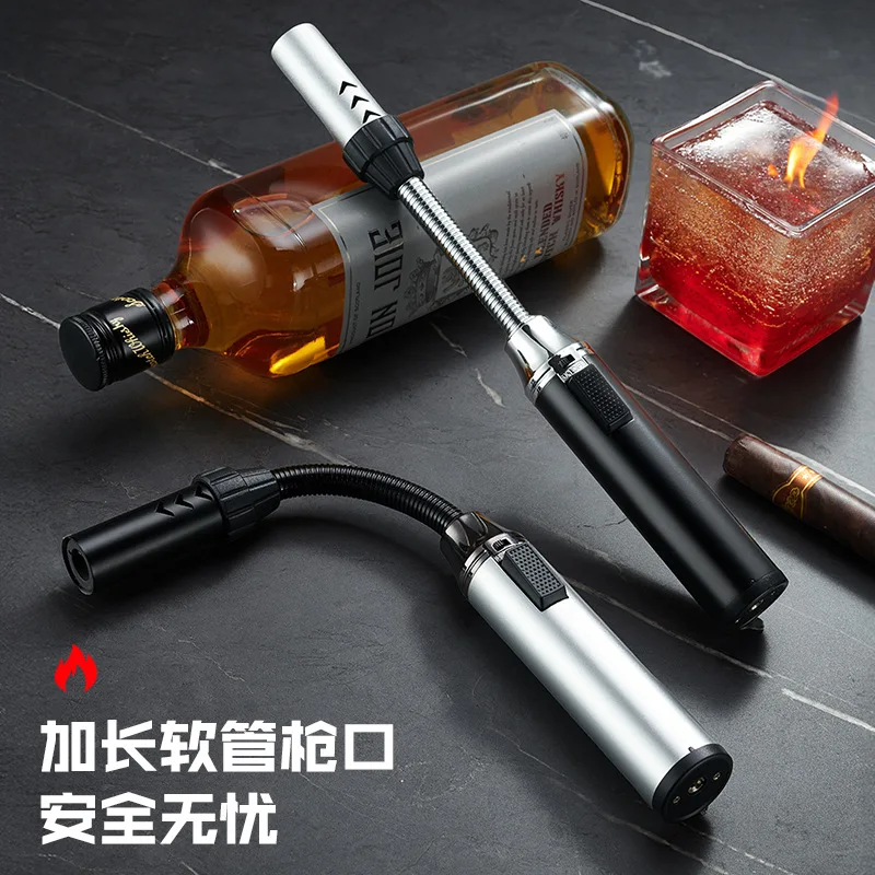 2PC/1PC camping portable hose metal inflatable lighter direct into small welding gun outdoor barbecue igniter wholesale