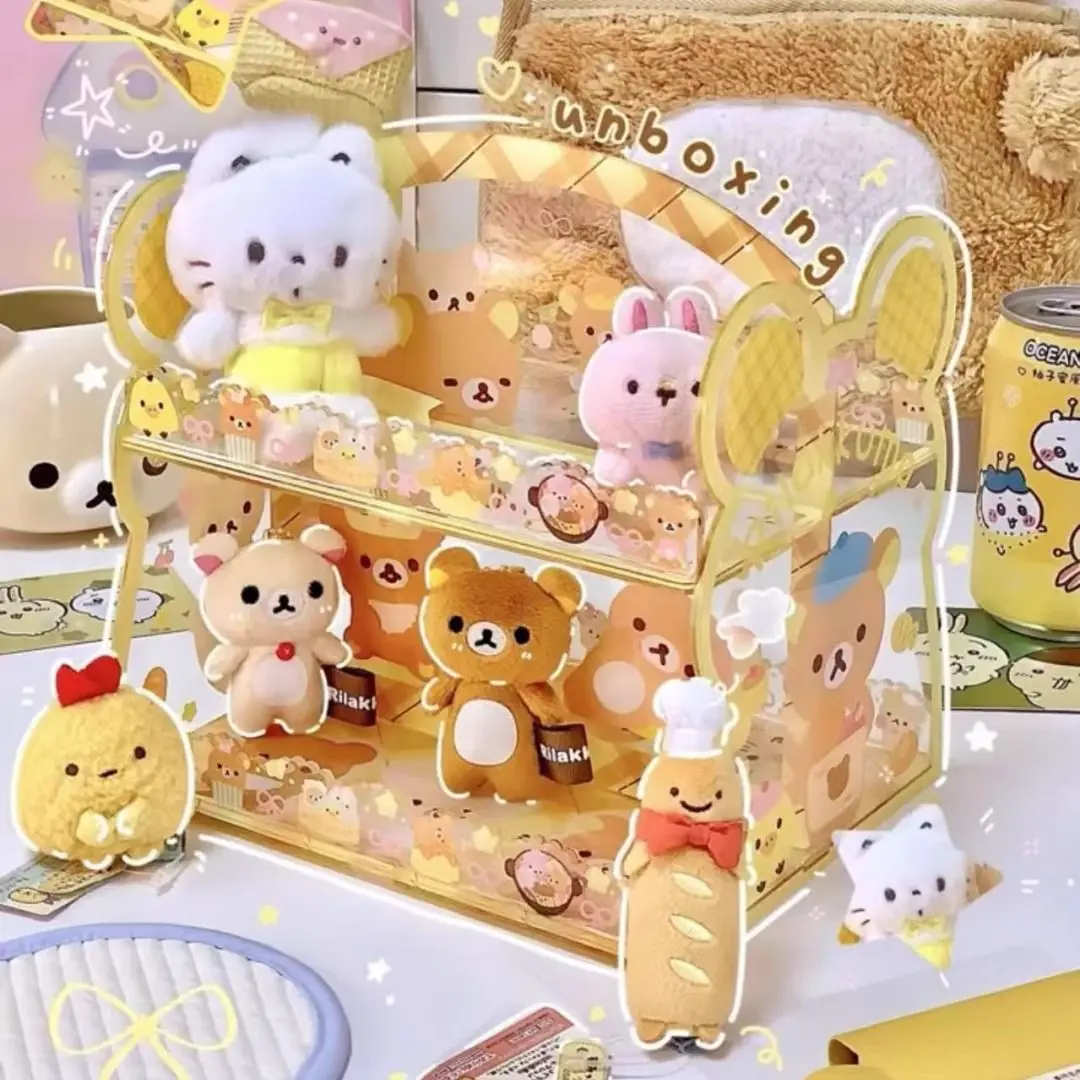 

Kawaii Rilakkuma Storage Rack Desktop Ornament Cute Anime Cartoon Sorting Storage Box DIY Detachable Student Storage Basket Gift