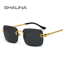 SHAUNA Fashion Rimless Sunglasses Gradient Ocean Film Shades UV400