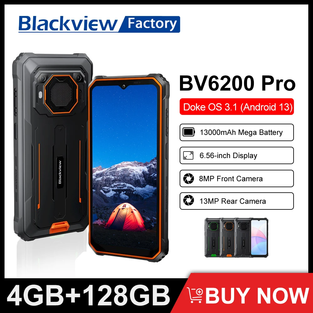 Blackview BV6200 Pro 4GB/6GB+128GB 13000mAh Android 13 6.56 inch With 18W Fast Charge NFC