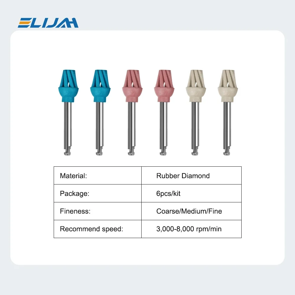 6 sztuk/pudło zestaw do polerowania gumy dentystycznej diamentowej Helicoid do kompozytowych tarcz polerskich CA 2.35mm polerka porcelanowa materiał