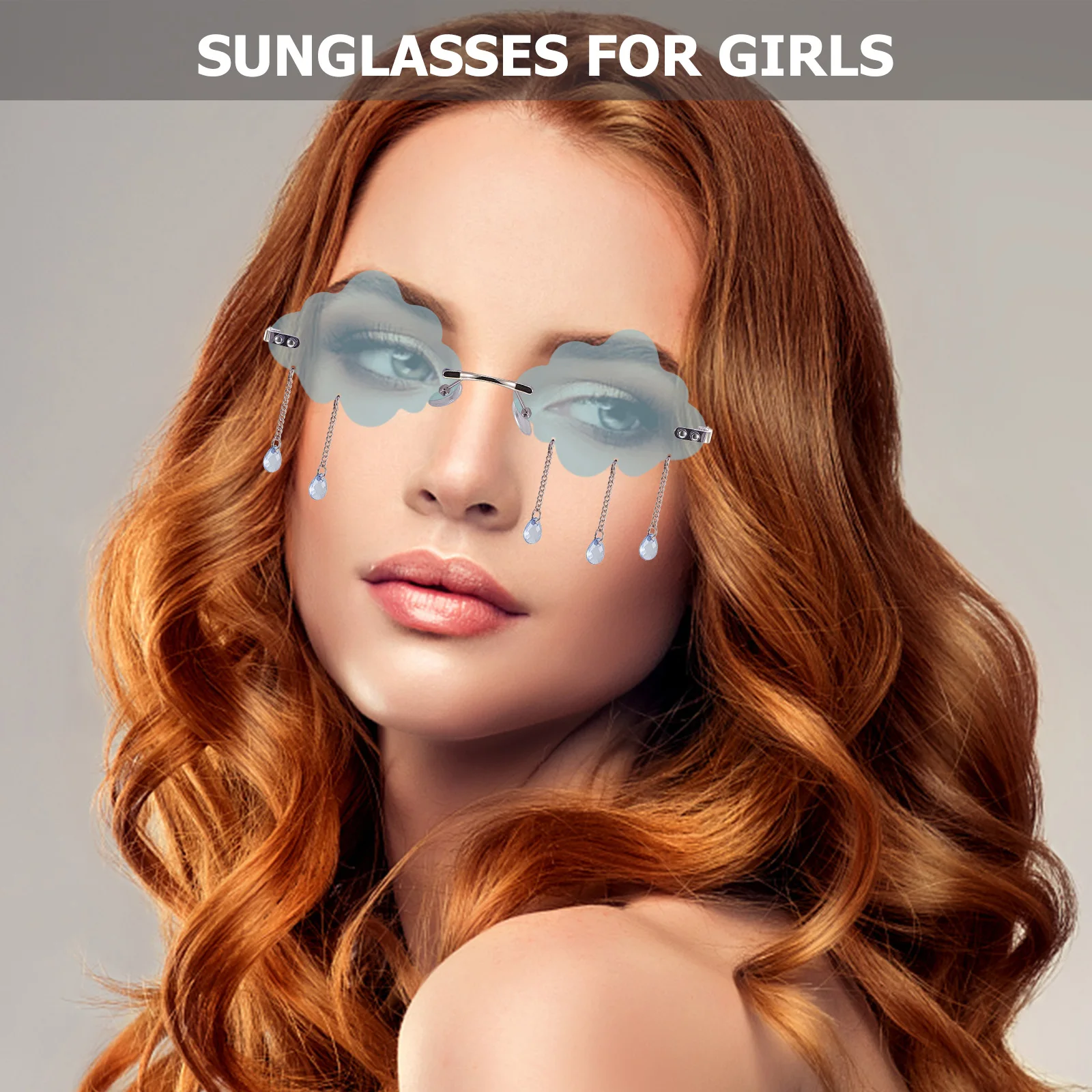 

Sunglasses Eyeglasses Blue Light Crystal Small Unisex Irregular Rimless Wave Wide Fashion for Halloween